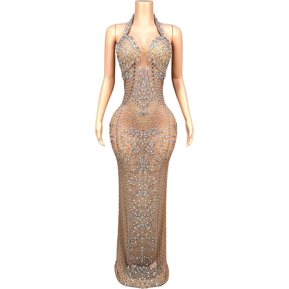 Luxury Lifestyle Photography - Luxury Crystals Sparkly Mesh Evening Gown