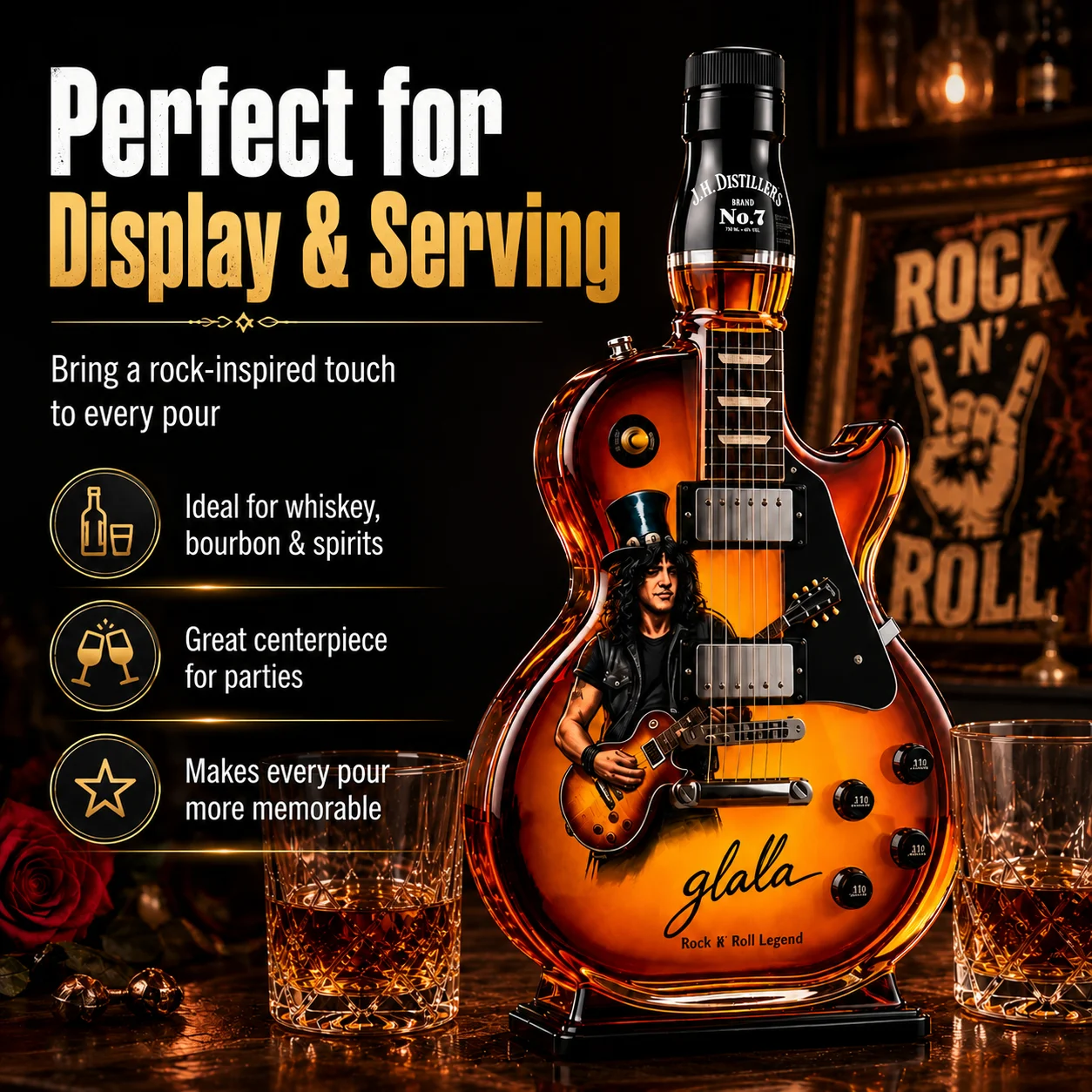Slash Guitar Shaped Whiskey De - Glass Decanter Whiskey ulasan dan harga