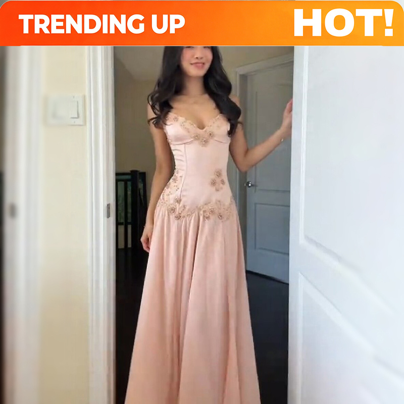 Elegant V-Neck Pink Strapless  - Luxury Lifestyle ulasan dan harga