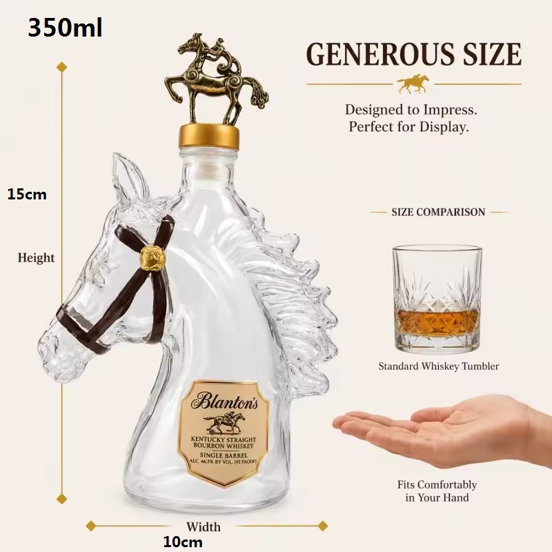 350ml Horse Shaped Glass Whisk - Glass Decanter Whiskey ulasan dan harga